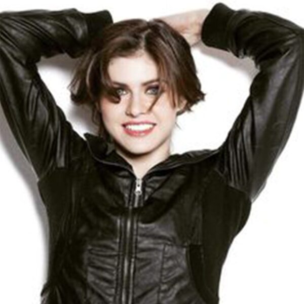 Alexandra Daddario Black Bomber Leather Jacket