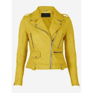 Better Than Us Paulina Andreeva Yellow Biker Leather Jacket