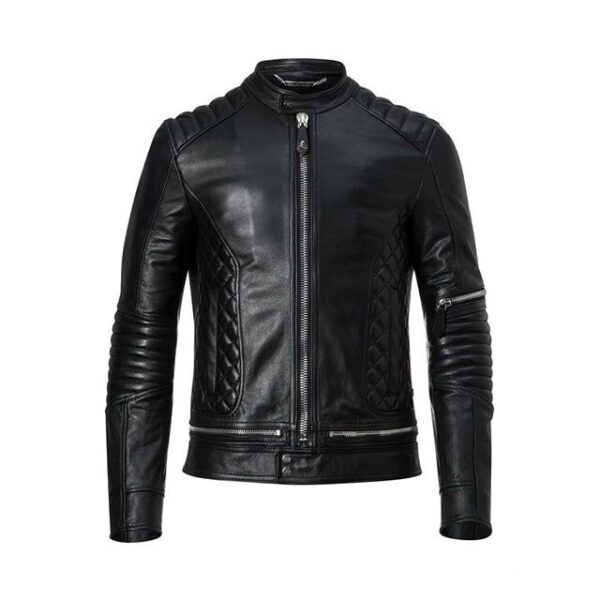 Mens Black Vintage Style Leather Fashion Jacket