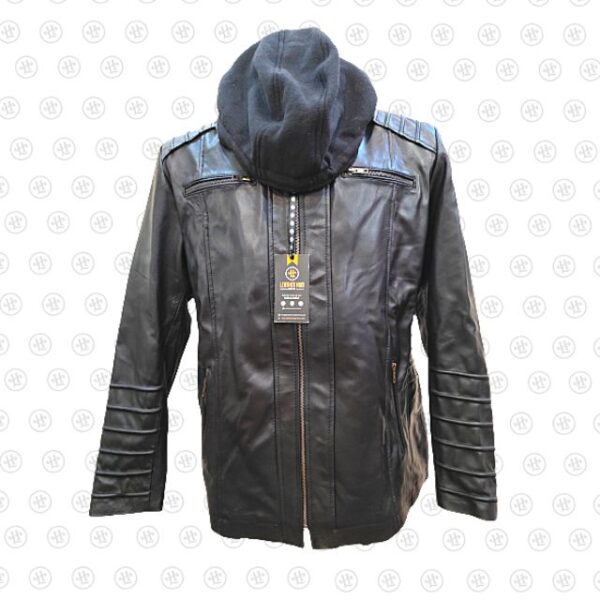 Black Designer Hooded Motorcycle Leather Jacket