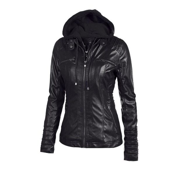 Black Designer Hooded Motorcycle Leather Jacket
