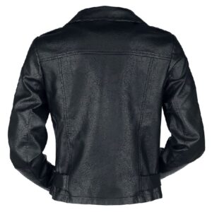 Black Faux Leather Jacket With Studs Imitation Leather Jacket Back