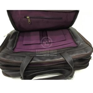 Black Leather Briefcase Bag Side Pocket
