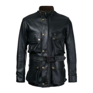 Black Mens Classic Vintage Style Biker Leather Jacket