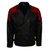 Black Mens Inferno Leather Jacket Red