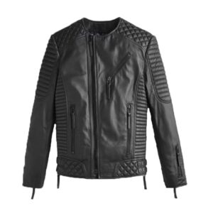 Black Stylish Quilted Leather Jacket