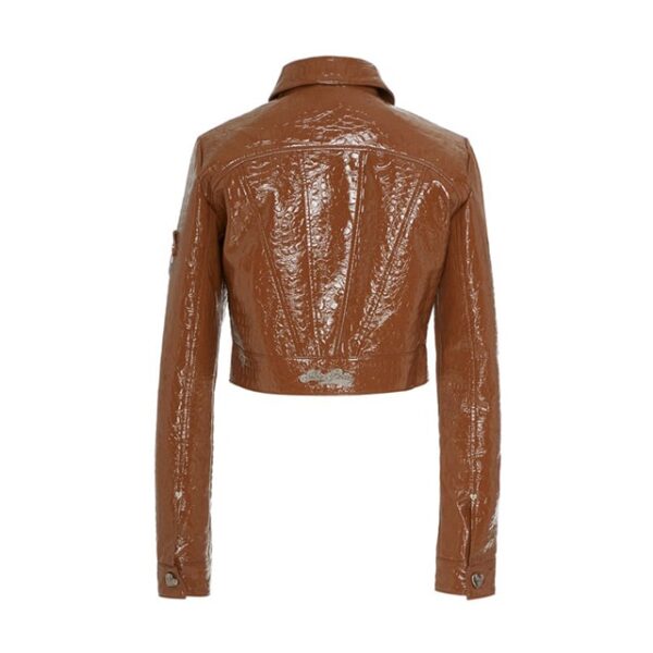 Brown Cowboy Patent Leather Top Back