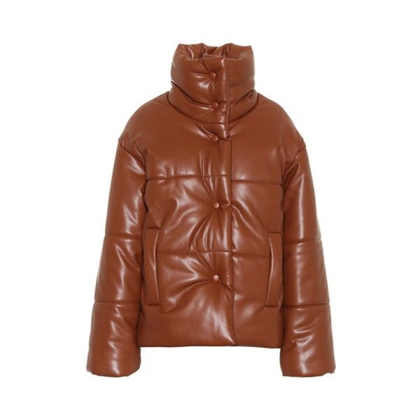 Brown Down Filled Hooded Puffer Jacket