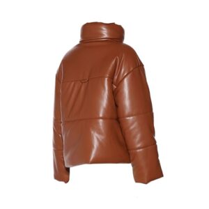 Brown Down Filled Hooded Puffer Jacket
