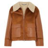Brown Suede Shearling Fur Leather jacket