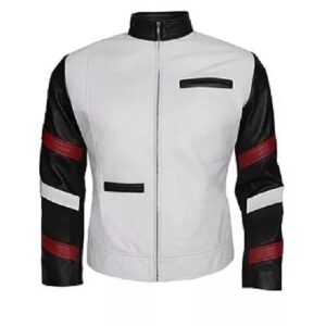 Bruce Lee Classic Vintage White Mens Leather Jacket