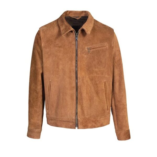 Classic Mens Leather Suede Trucker Jacket