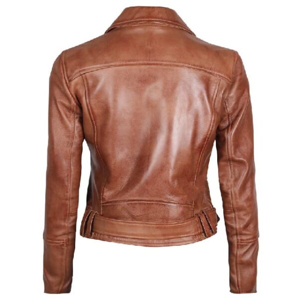 Elisa Women's Light Brown Leather Jacket Back