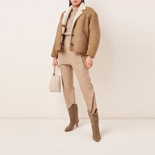 Etoile New Arrival Leather Suede with Fabio Shearling Coat Banner