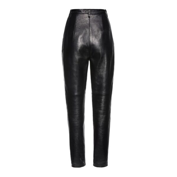 High Rise Wembley Pleated Leather Pants Backside