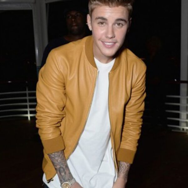 Justin Bieber Mustard Bomber leather Jacket