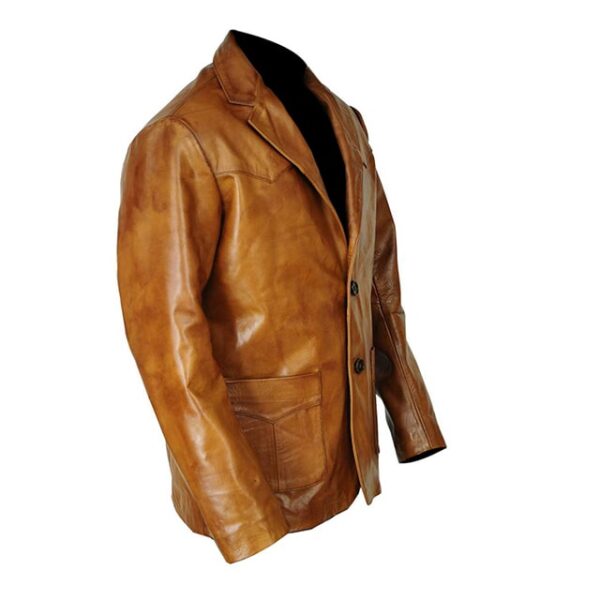 Leonardo Dicaprio Once Upon a Time in Hollywood Brown Leather-Jacket Back