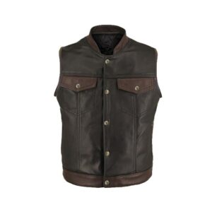 Men Double Tone Leather Vest