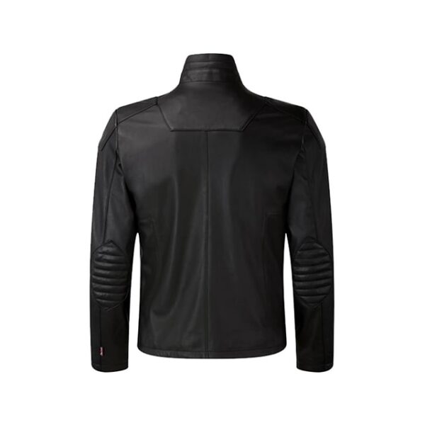 Mens Black Biker Genuine Leather Jacket Back