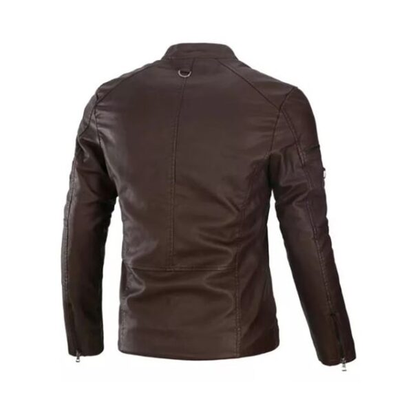 Men’s Decent Brown Biker Leather Jacket Back