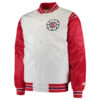 Men's LA Clippers Starter White Red Renegade Varsity Leather Jacket
