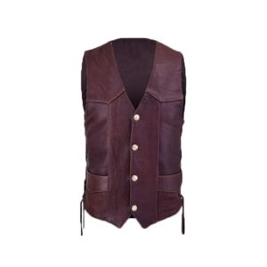 Men's Red Wine Genuine Leather Vest