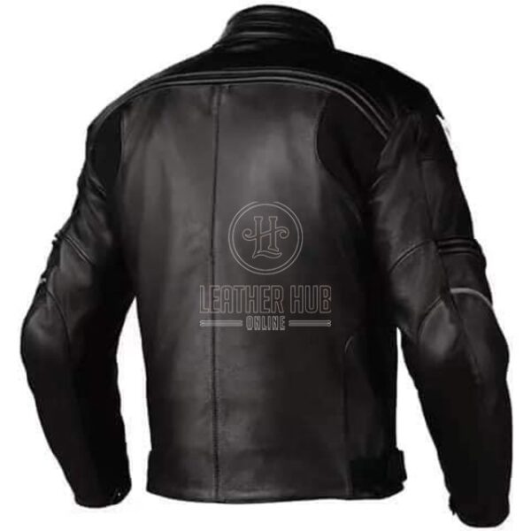 Mens Retro Black Motorcycle Leather Jacket Back