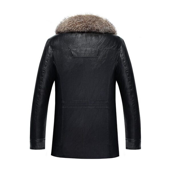 LHO Mens Winter Warm Fur Coat Collar Back