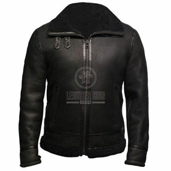 New Winter Handmade Black Sheepskin Fur Leather Jacket