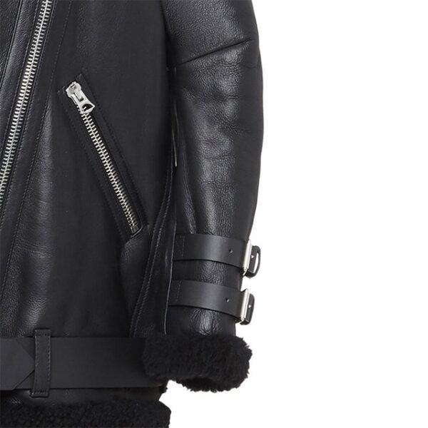 Original lambskin Leather Velocite Oversized Shearling Jacket Sleeves