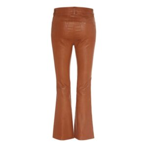 Rust Brown Flared Bootcut Stylish Leather Pants Backside
