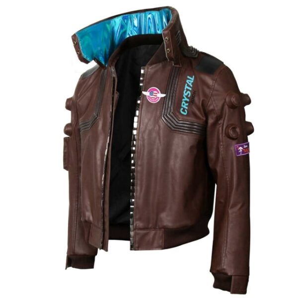 Samurai Cyberpunk 2077 Bomber Brown Leather Jacket
