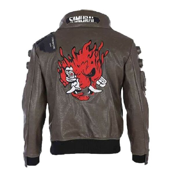 Samurai Cyberpunk 2077 Leather Jacket Back Side