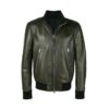 Simple Green Bomber Leather Jacket
