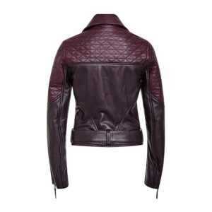 Women Two Tone Quilted Motorcycle Jacket Back