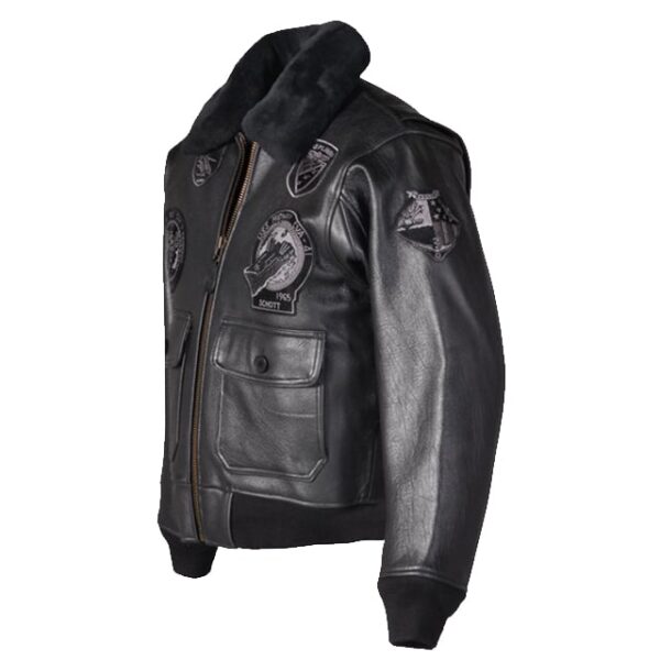 Wings of Gold NAVAL Aviator Leather Bomber Jacket Side View
