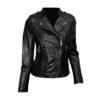 Women Black Stylish Lambskin Leather Jacket