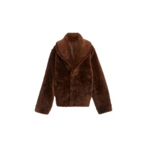 Women Brown Leather Suede Joy Reversible Shearling Coat