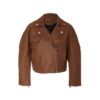 Women Brown Waxed Leather Top