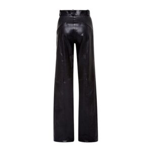 Women Classic Leather High Waisted Slim Pant Backside