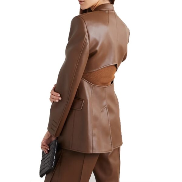 Women Convertible Lambskin Leather Blazer Back