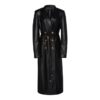 Women's Black Faux Leather Trench Coat