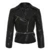 Women’s Black YKK Zipper Standard Slim Fit Leather Jacket