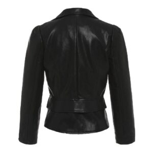 Women’s Black YKK Zipper Standard Slim Fit Leather Jacket Back