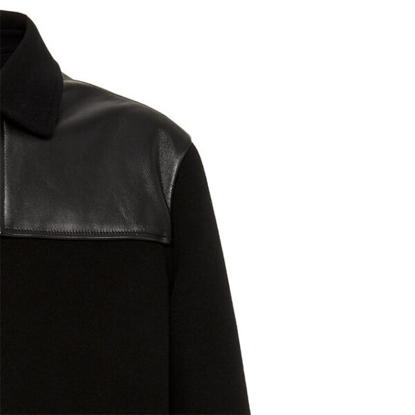 Wool Leather Trimmed Leather Jacket Side