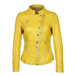 Yellow Lambskin New Leather Motorcycle Jacket