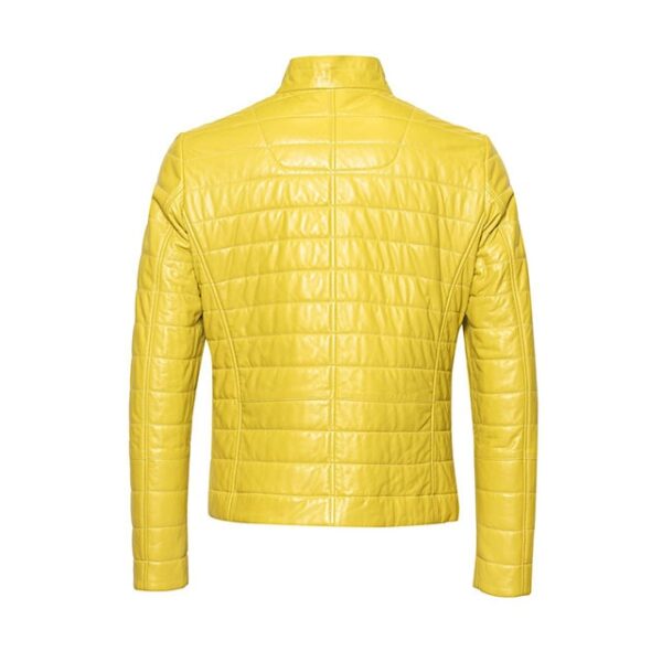 Yellow Leather Biker Trends Slim-Fit Sheepskin Jacket