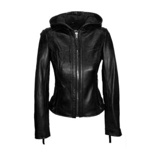 black hooded jacket Front