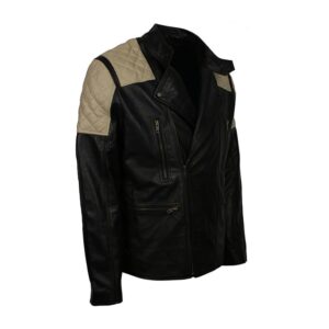 Mens Black Inferno Motorcycle Genuine Leather Jacket Side View