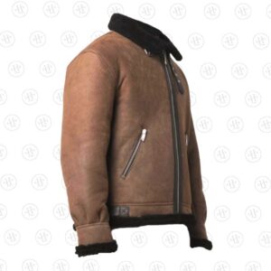 Men’s Shearling-Lined Sheepskin Leather Jacket Side